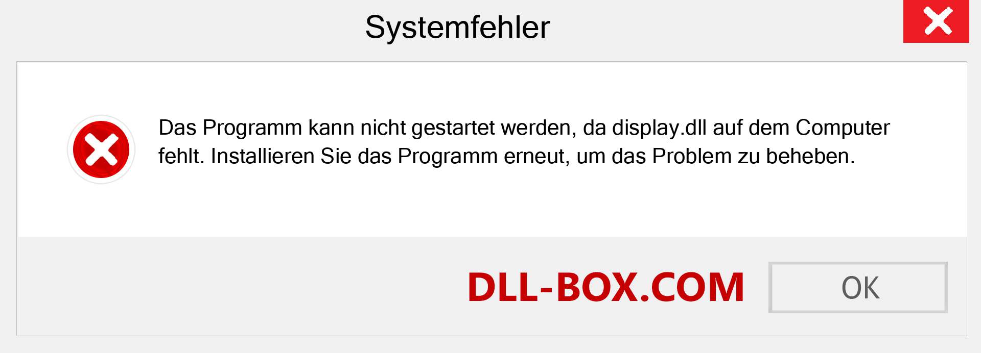 display.dll-Datei fehlt?. Download für Windows 7, 8, 10 - Fix display dll Missing Error unter Windows, Fotos, Bildern